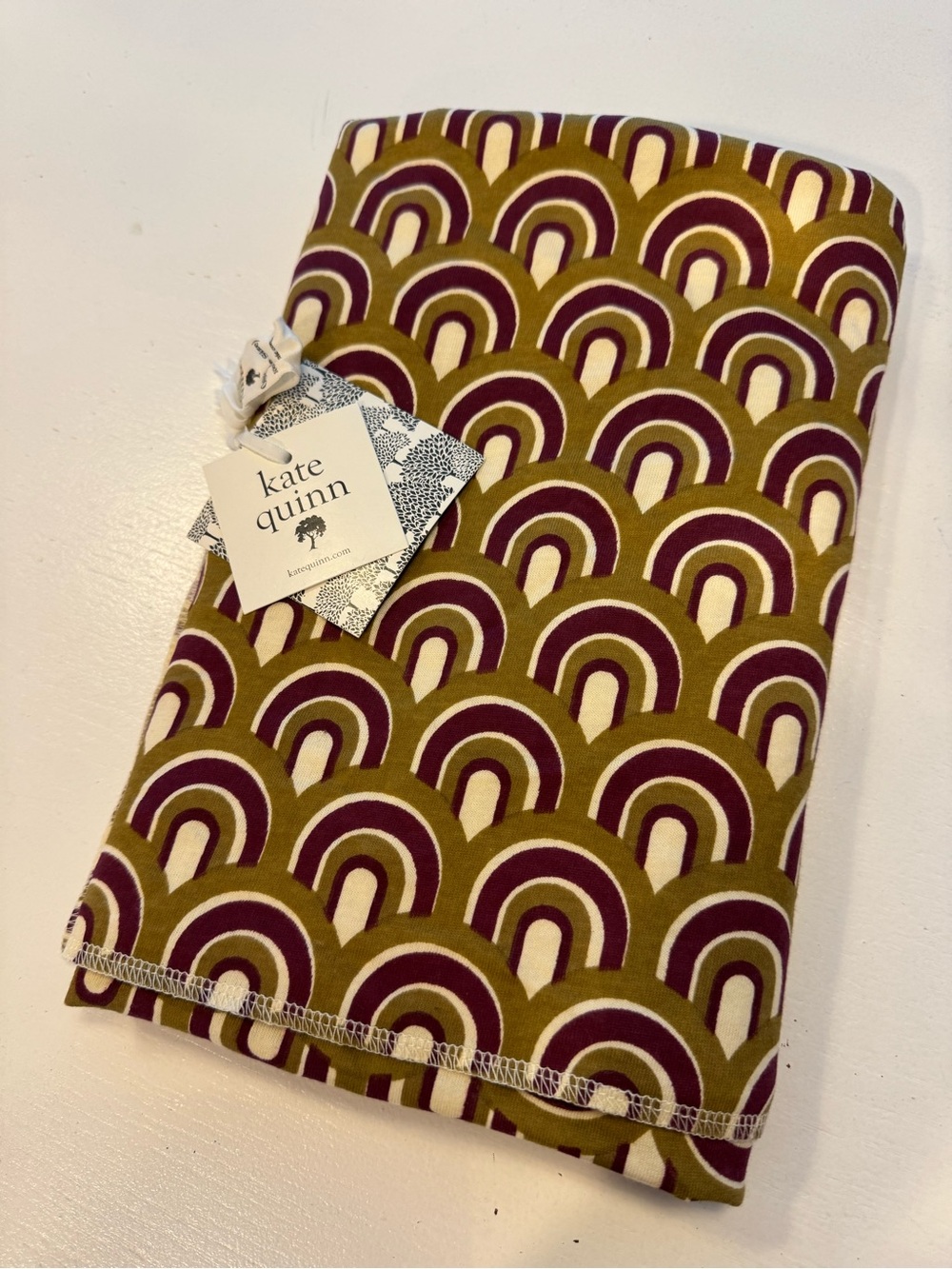 kate quinn Olive and Burgundy Rainbow Arch Receiving Blanket